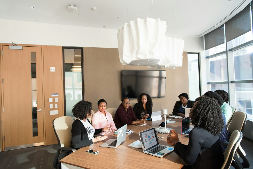 group of professionals in discussion