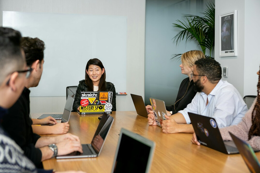 business team in training session